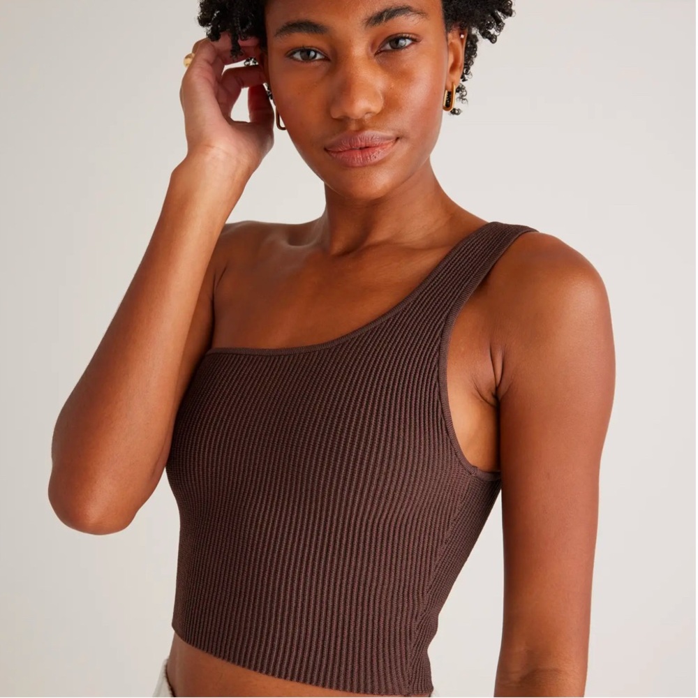Aritzia Babaton Sculpt Knit One-shoulder Cropped Tank